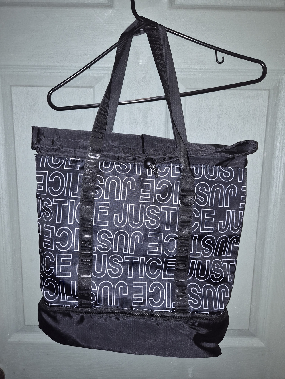Justice Black Logo Print Tote